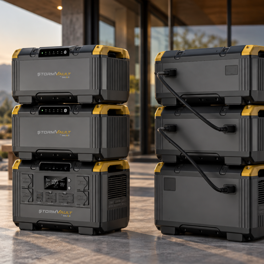 StormVault Big Box expansion battery packs stacked